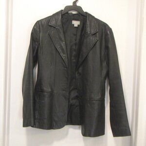Old Navy Black Leather Blazer Button Jacket Women's Size Medium